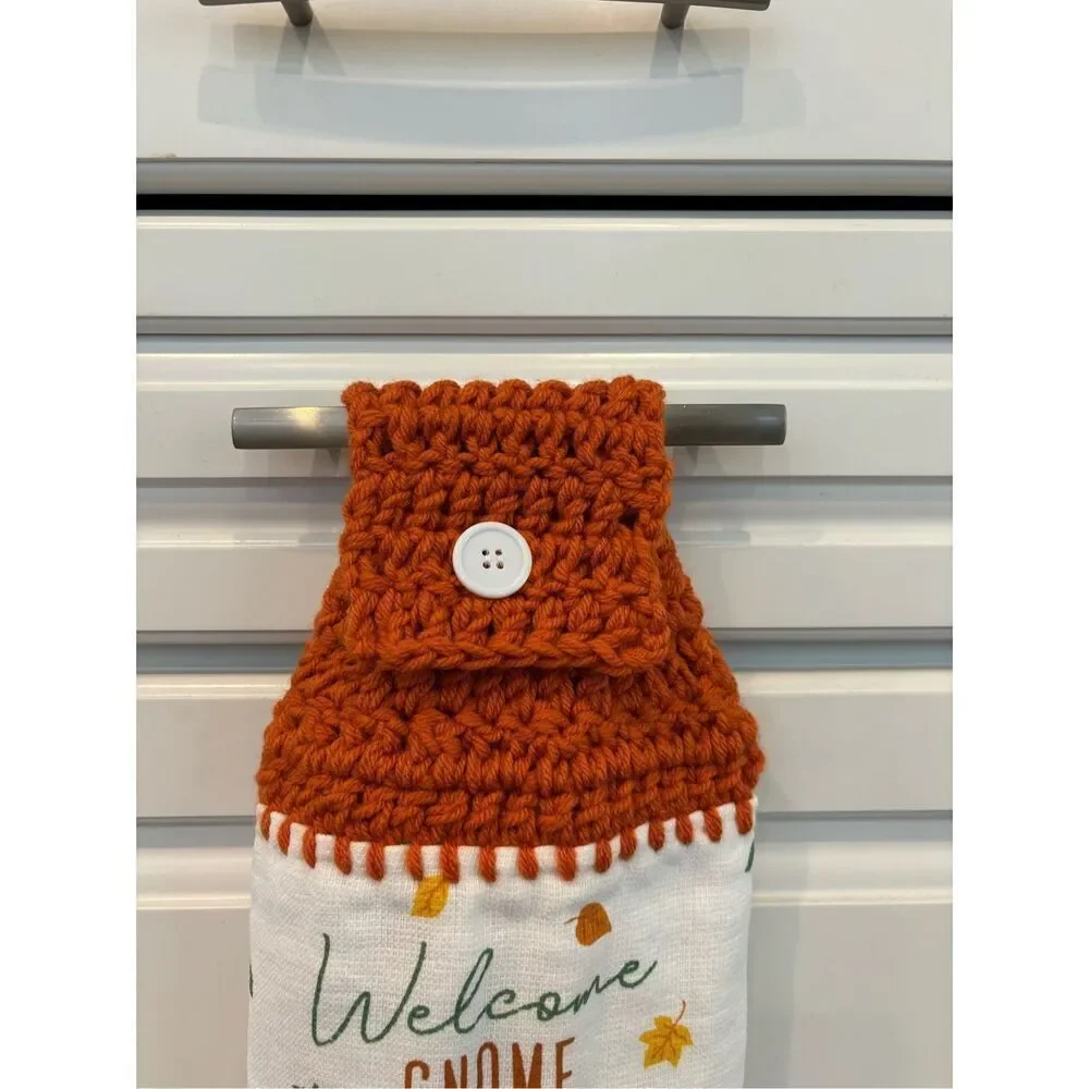 Crochet Top Kitchen Towel- Welcome gnome